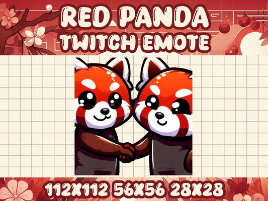 Red Panda Handshake Emote | Cute Twitch and Discord Greeting Icon