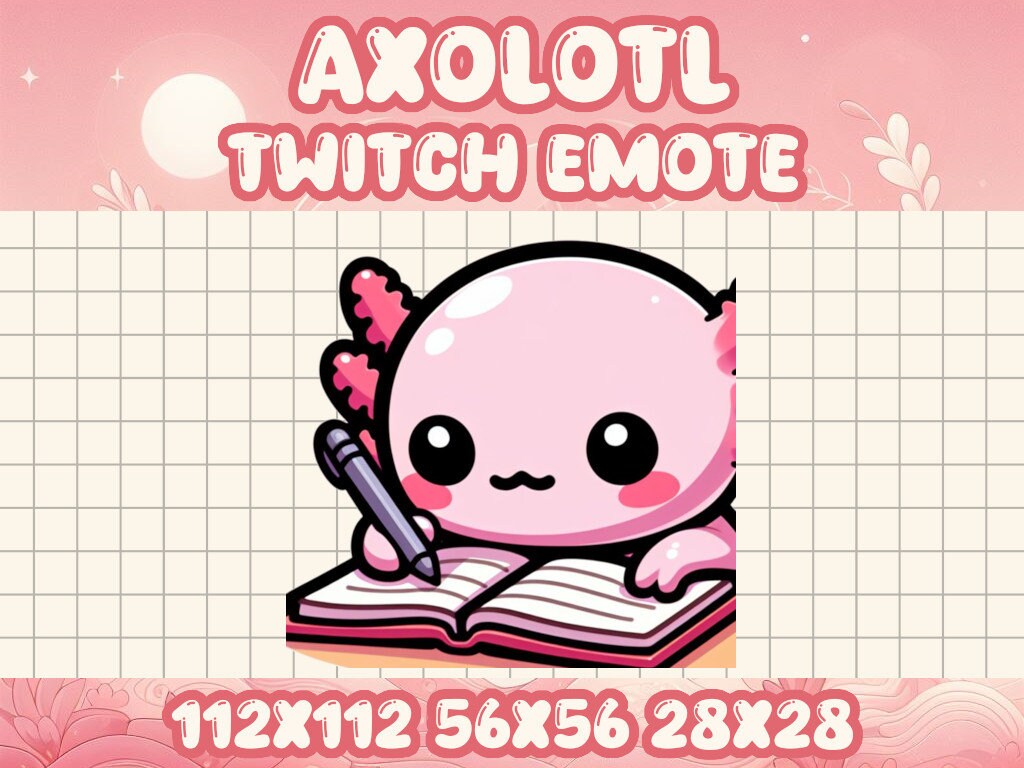 4-Pack Pink Axolotl Emote Bundle | Kawaii Chibi Icons for Twitch & Discord