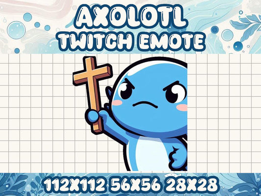 Blue Axolotl Cross Emote | Funny & Expressive Twitch Icon