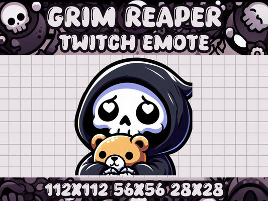Grim Reaper Teddy Bear Emote for Twitch Discord Halloween Chibi Gamer Icon