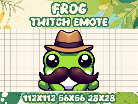 Green Frog Mustache Emote for Twitch and Discord Chats
