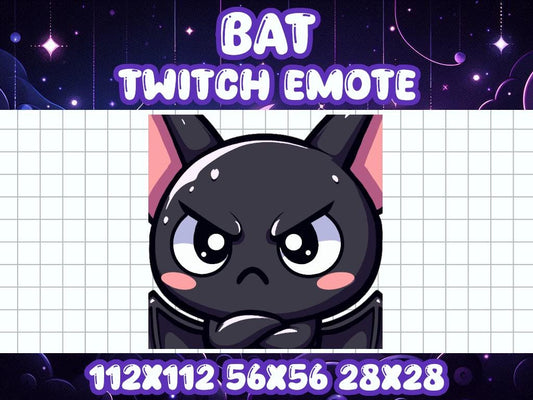 Black Bat Angry Emote for Twitch Discord Halloween Chibi Gamer Icon | Spooky Horror Dracula Boo Mad Upset Anger Yell Shout Chaos Cute