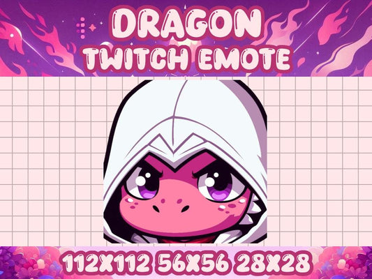 Pink Dragon Assassin Emote | Kawaii Fantasy Icon for Twitch & Discord
