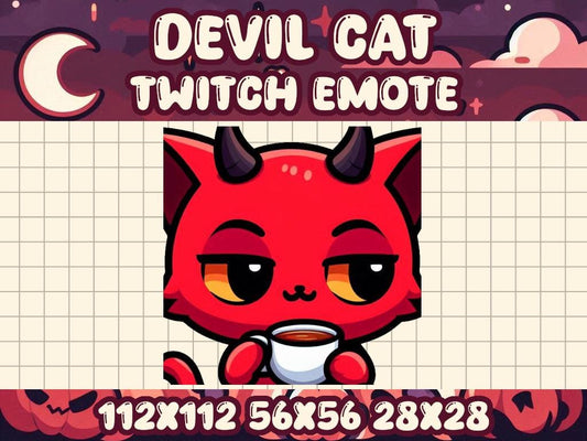 Devil Cat None Of My Business Emote | Sassy Demon Icon for Twitch & Discord