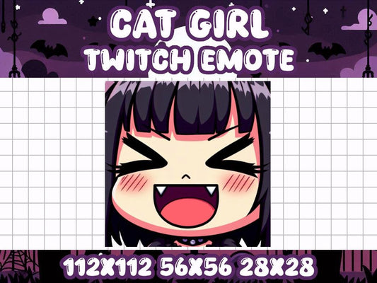 Goth Cat Girl KEKW Emote for Twitch and Discord Livestreams | Laugh LOL LMAO Chuckle Meme Chat Laughing Giggle Funny Hilarious