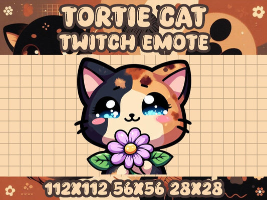 Tortoiseshell Cat Flower Emote for Twitch and Discord Icons