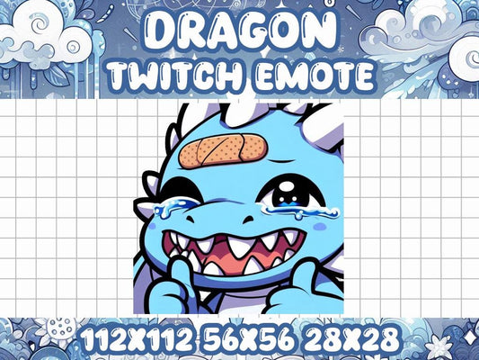 Blue Dragon Pain Emote | Cute Kawaii Chibi "Everything is Fine" Icon for Twitch and Discord