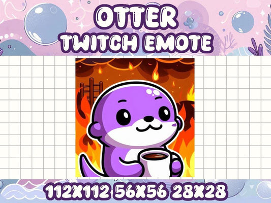 Purple Otter This Is Fine Emote Icon for Twitch and Discord