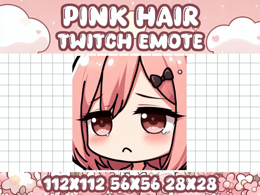 Pink Hair Girl FeelsBadMan Emote | Kawaii Chibi Sad Icon for Twitch and Discord