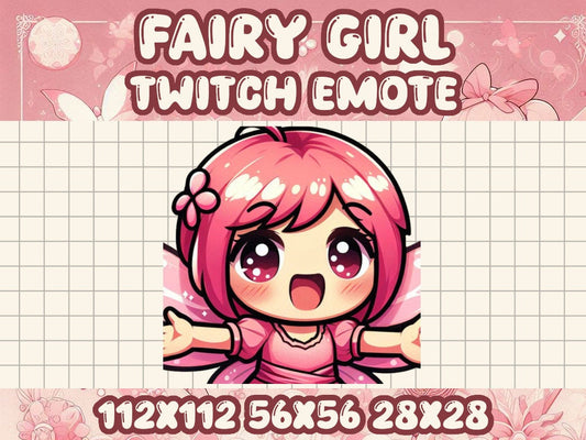 Pink Fairy Girl Hug Emote for Twitch Discord Gaming Anime