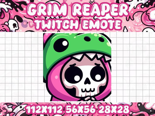 Pink Grim Reaper Dinosaur Hat Emote for Twitch and Discord