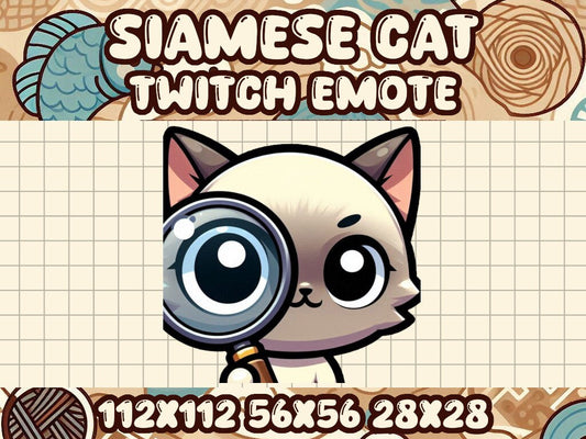 Siamese Cat Zoom Emote for Twitch and Discord | Cute Cat Streaming Emote | Adorable Siamese Emote for Gamers and Chat