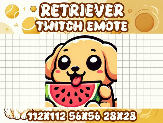 Golden Retriever Watermelon Emote | Kawaii Summer Icon for Twitch and Discord