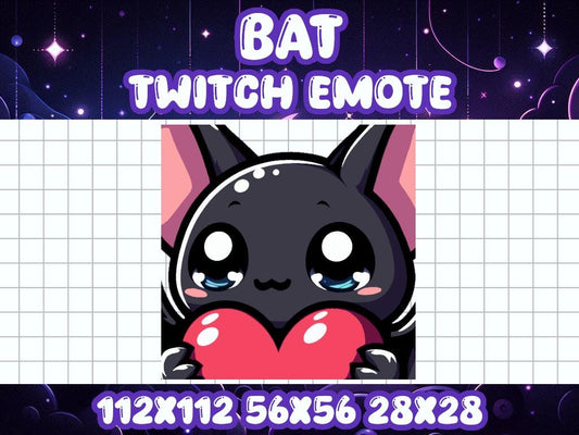 Black Bat Heart Emote for Twitch Discord Halloween Chibi Gamer Icon | Spooky Horror Dracula Boo Love Hug Hold Gf Bf Romance Cozy Comfy