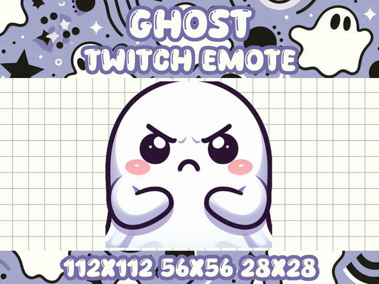 Ghost Angry Emote | Cute Kawaii Icon for Twitch and Discord Gamers