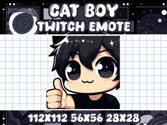 Black Cat Boy Thumbs Up Emote for Twitch & Discord Gamers