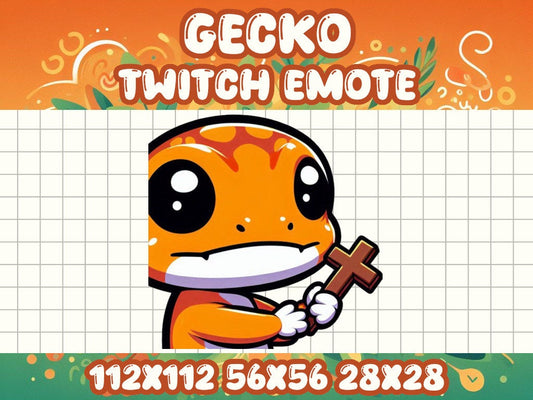 Orange Gecko Cross Emote Chibi Lizard Icon for Streamers