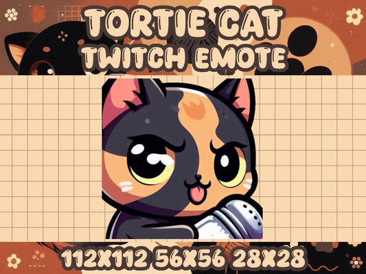 Tortoiseshell Cat Salty Emote for Discord and Twitch Streamers