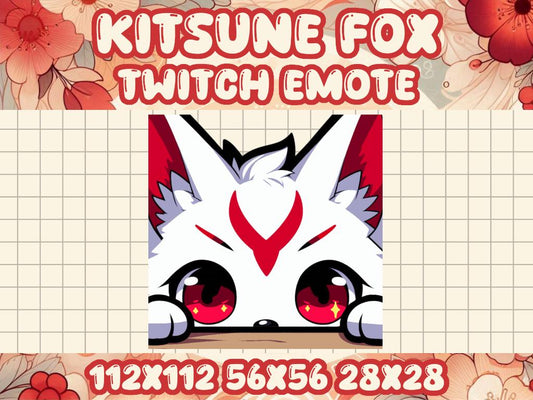 Kitsune Fox Peek Emote for Twitch and Discord – Cute Kawaii Gamer Icon | Lurk Hide Sneaky Incognito Table AFK Lurking Meme Funny
