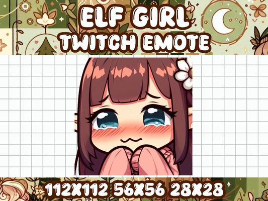 Elf Girl Shy Emote | Kawaii Chibi Icon for Twitch & Discord