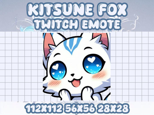 Kitsune Fox Simp Emote for Gamer Twitch Discord Use, Cute Kawaii Fantasy Icon