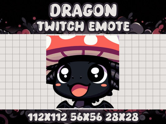 Black Dragon Mushroom Hat Emote for Gamer Twitch Discord