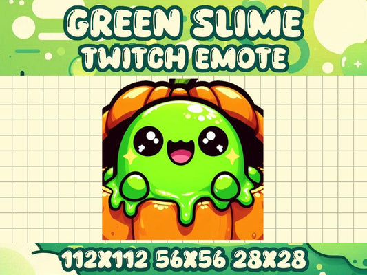 Green Slime Blob Pumpkin Emote for Twitch & Discord | Halloween Fall Autumn Spooky Scary Happy Goo Ooze Sit Cozy Comfy