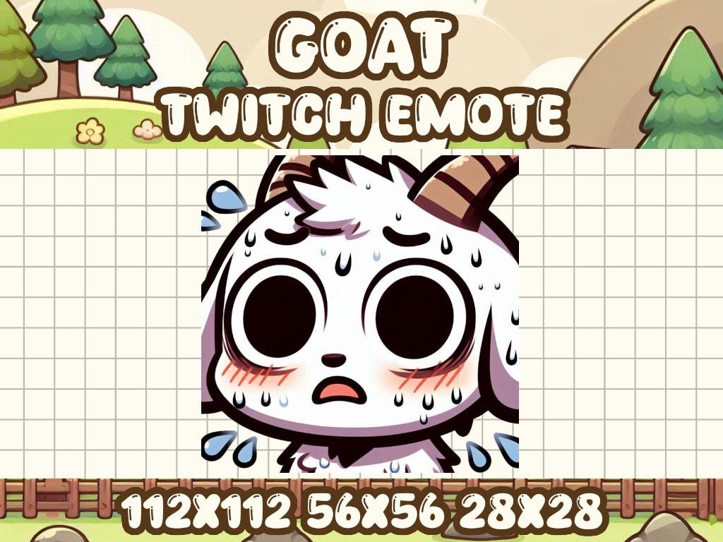 Goat Anxious Emote | Kawaii Nervous Chibi Icon for Twitch and Discord