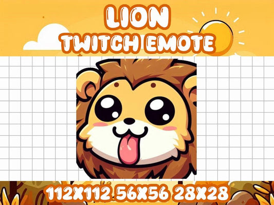 Lion Tongue Emote | Cute Twitch & Discord Icon | Kawaii Chibi Gamer Emote Livestreams Blep Sassy Stick Out Jerk Mean Sass Funny Meme Silly