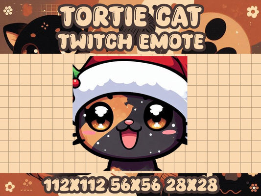 Tortoiseshell Cat Santa Hat Emote for Discord Twitch Christmas