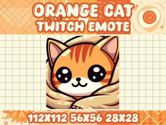 Orange Tabby Cat Blanket Emote for Twitch Discord Gamer Chats | Comfy Cozy Snuggle Cuddle Wrapped Up Calm Happy Warm Cute Love Yay
