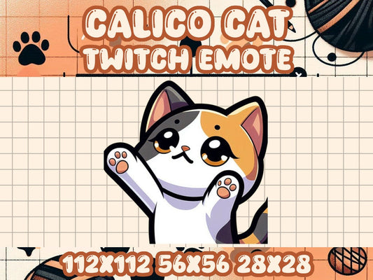 Calico Cat Uppies Emote for Twitch and Discord Livestreams