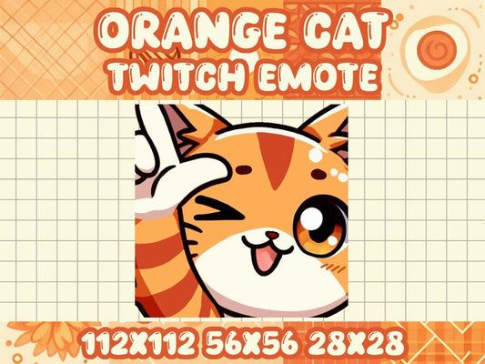 Orange Tabby Cat L Emote | Cute Kawaii Chibi Icon for Twitch and Discord