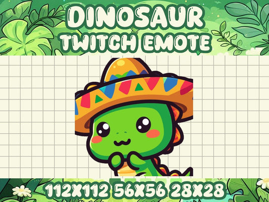 Green Dinosaur Mariachi Emote Icons for Twitch & Discord