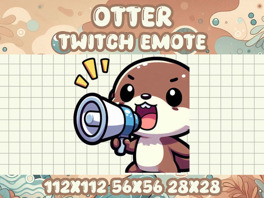 Brown Otter Megaphone Emote Digital Chibi Icon for Twitch Discord Streaming