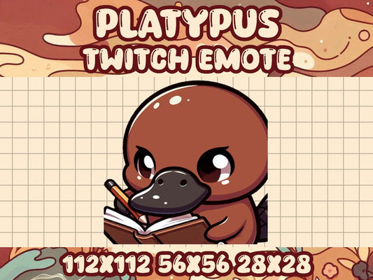 Brown Platypus Notes Emote for Twitch Discord Cute Gamer Notes