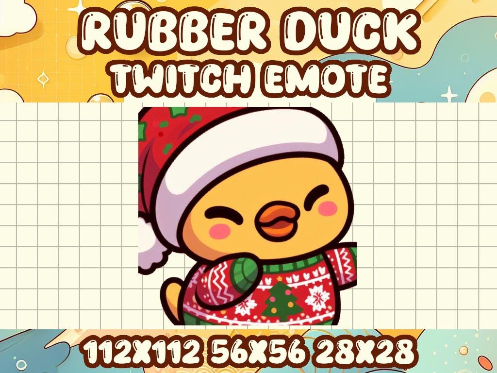 Rubber Duck Christmas Sweater Emote | Cute Kawaii Holiday Icon for Twitch and Discord