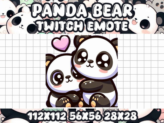 Panda Bear Cuddle Emote | Kawaii Chibi Icon for Twitch & Discord