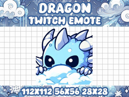 Blue Dragon Winter Lurk Emote | Cute Kawaii Chibi Snow Icon for Twitch and Discord