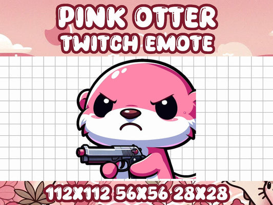 Pink Otter Gun Emote Icon for Twitch and Discord