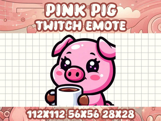 Pink Pig Coffee Emote for Twitch & Discord Streamers