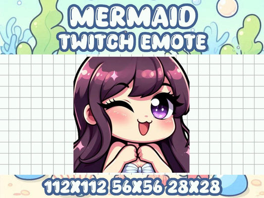 Mermaid Wink Emote | Cute Kawaii Ocean Icon for Twitch and Discord
