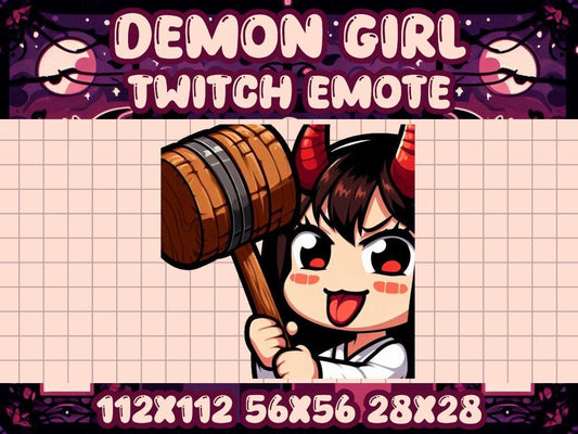 Demon Girl BONK Emote | Kawaii Chibi Icon for Twitch and Discord