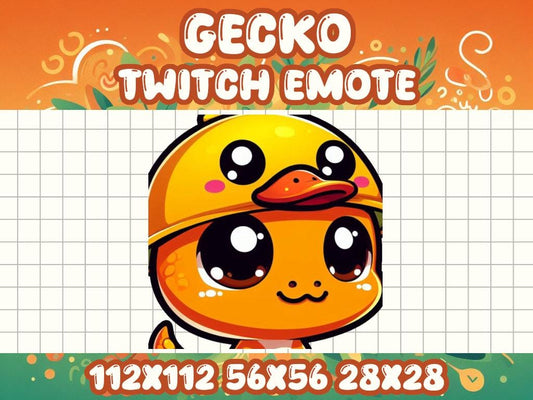 Orange Gecko Duck Hat Emote for Twitch & Discord