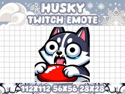 Husky Panic Emote for Twitch and Discord - Chibi Animal Icon | Dog Red Button Danger Chaos Scared Anxious Upset Worry Oh No Bad