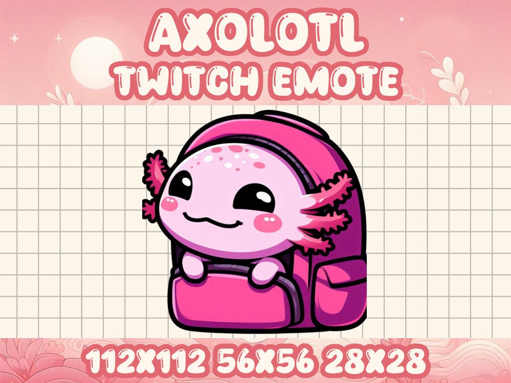 4-Pack Pink Axolotl Emote Bundle | Kawaii Chibi Icons for Twitch & Discord