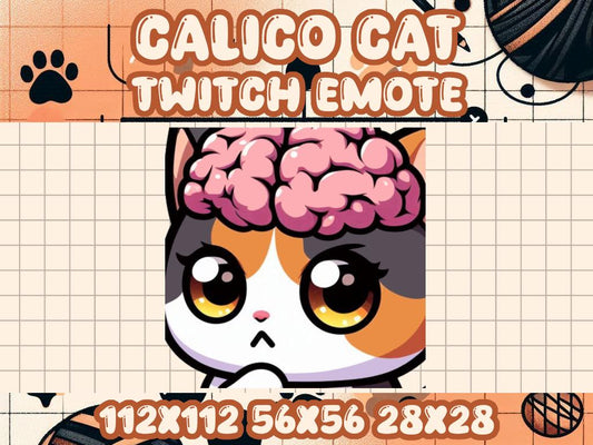 Calico Cat Big Brain Emote for Twitch & Discord Icon