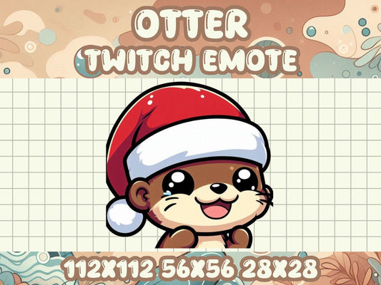 Brown Otter Santa Hat Emote for Twitch & Discord Streamers