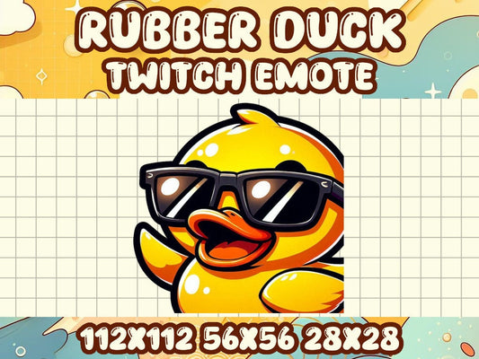 Rubber Duck Cool Emote | Cute Kawaii Animal Icons | Adorable Gamer Emotes for Twitch & Discord Sunglasses Vibes Hi Wave Hello Shades Yellow