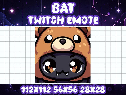 Black Bat Teddy Bear Hat Emote | Cute Halloween Icon for Twitch and Discord